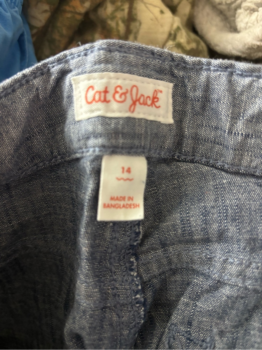 Cat & Jack Chambray Blue Flat Front Kids Shorts - Picture 3 of 4